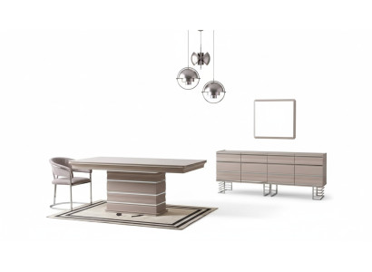 Mesa 6 sillas Aparador Espejo Conjunto de comedor de 9 piezas Grupo de mobiliario
