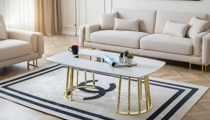 Mesa de centro blanca Moderna Mueble de salón Mesa Diseño de lujo nuevo Lujo