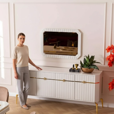 Aparador espejo muebles de diseño Consola madera Sala de estar diseñador