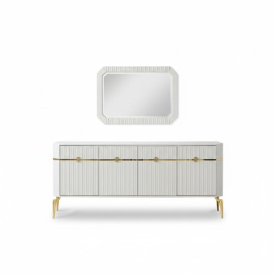 Aparador espejo muebles de diseño Consola madera Sala de estar diseñador