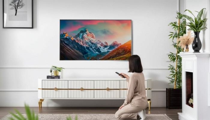 Mueble de pie para televisión de salón, estilo moderno, blanco, lujo, madera.