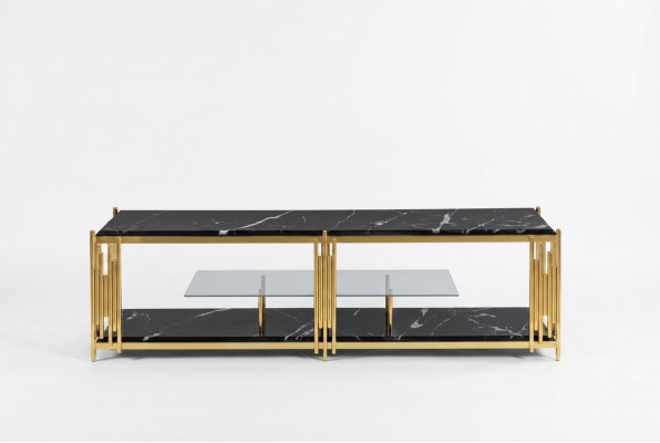 Soporte de TV para sala de estar moderno negro soporte para televisor armario mueble.
