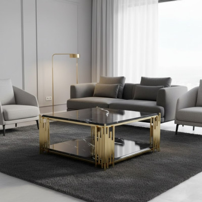 Mesa de centro Muebles de salón Mesa de lujo Mesa auxiliar negra Diseño