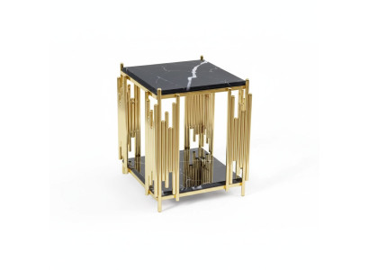 Mesa auxiliar de sala de estar Material de muebles de acero inoxidable negro Diseño