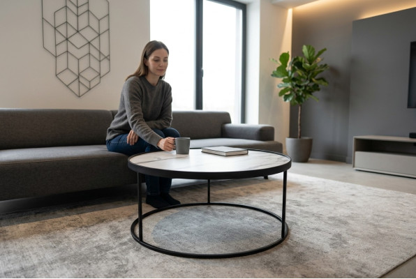 Mesa de centro de lujo para sala de estar en negro diseño de mesa auxiliar.