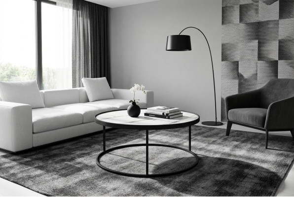 Mesa de centro de lujo para sala de estar en negro diseño de mesa auxiliar.
