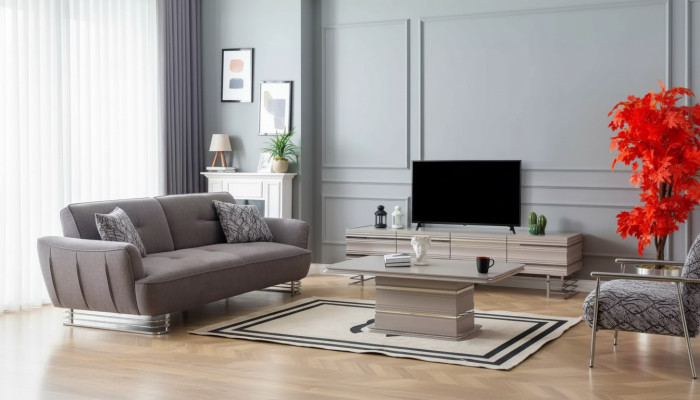 Conjunto de muebles de salón: mueble de TV, soporte para TV y mesa de centro. ¡Práctico para la sala de estar!