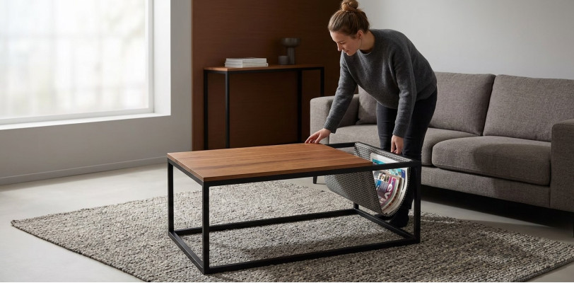 Sala de estar Mesa de centro marrón Mueble Mesa Lujo Nuevo Diseño Moderno Madera