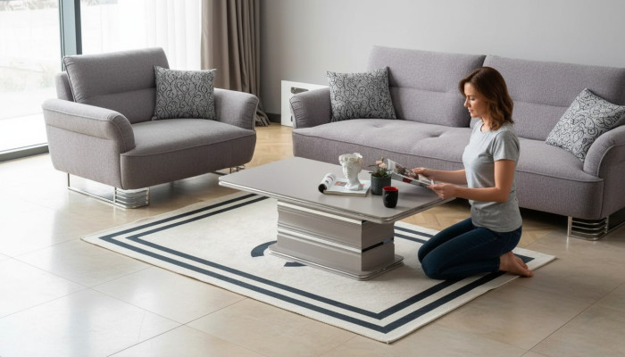 Mesa de centro nueva Mesa de estar Mesa auxiliar Mesa de café beige de madera.