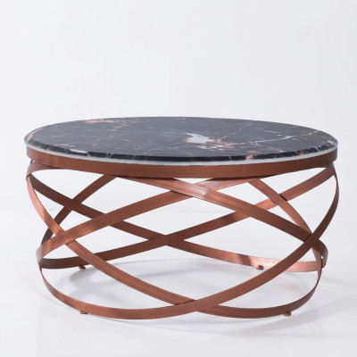 Mesa auxiliar redonda de lujo de muebles modernos en negro nuevo diseño de sala de estar marrón.