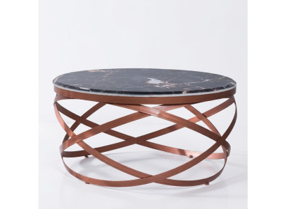 Mesa auxiliar redonda de lujo de muebles modernos en negro nuevo diseño de sala de estar marrón.