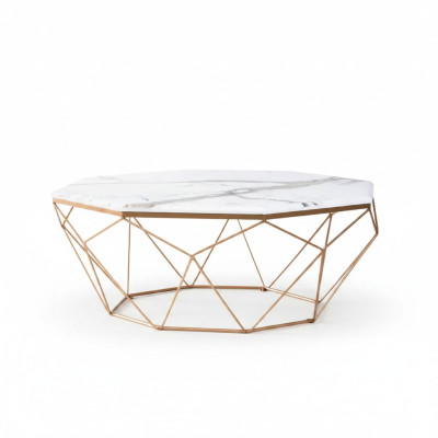 Mesa de centro de lujo de oro moderna y nueva de diseño de sala de estar de metal.