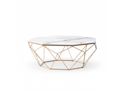Mesa de centro de lujo de oro moderna y nueva de diseño de sala de estar de metal.