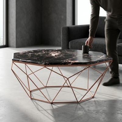 Moderna mesa de centro de salón, mesa de café de madera negra.