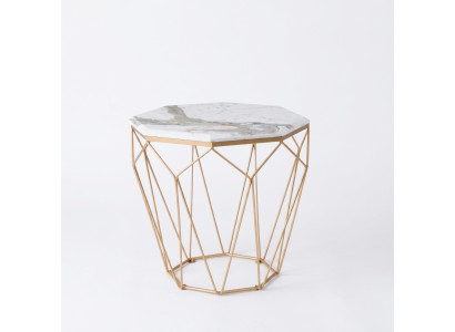 Mesa auxiliar para sala de estar. Material de muebles de metal blanco. Diseño moderno.