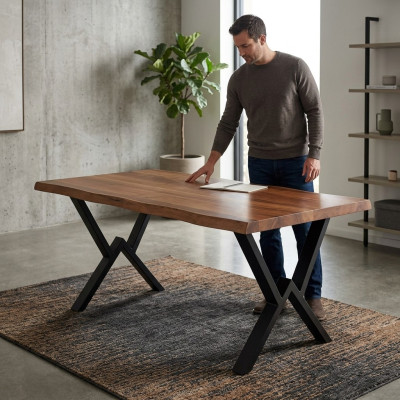 Comedor Mesa de comedor Muebles de lujo Madera Mesa de cocina nueva Marrón Mesa moderna