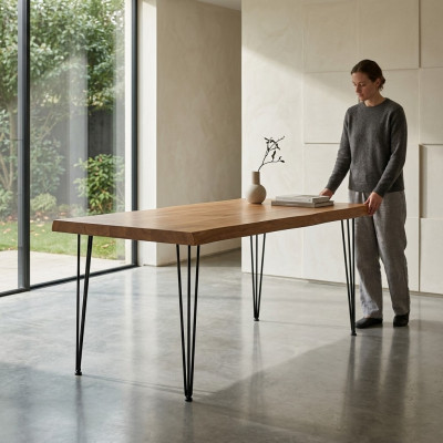 Comedor Mesa de comedor Muebles de lujo Madera Mesa de cocina nueva Marrón Mesa moderna