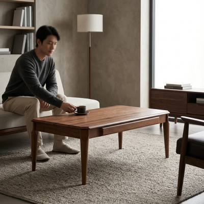 Mesa de centro de madera de lujo diseño de mobiliario moderno marrón.