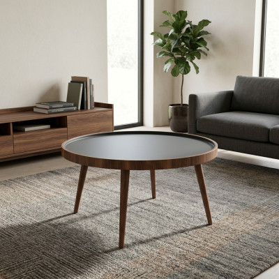 Alrededor de la mesa de la cocina, mesa de centro, color marrón, nuevo estilo moderno de madera.