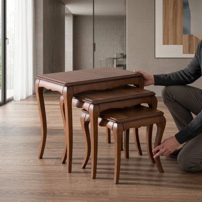 Mesa auxiliar 3x marrón Material de acero inoxidable, diseño nuevo para el salón.