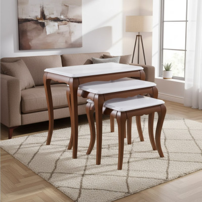 Mesa auxiliar 3x Sala de estar Muebles Material Madera blanco Diseño Moderno