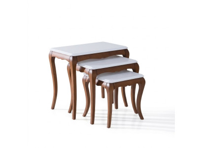 Mesa auxiliar 3x Sala de estar Muebles Material Madera blanco Diseño Moderno