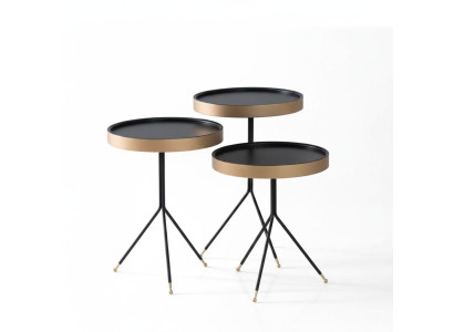 Mesa auxiliar 3 veces redonda, mesa de decoración, mesa de lámpara, mesa de café, mesa de madera negra.