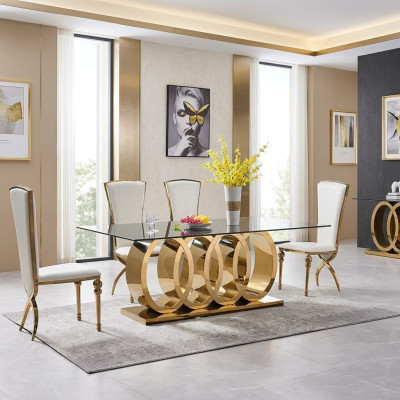 Mesa de comedor moderna, mesa de acero inoxidable, mesas de comedor, muebles de diseño, mesas.