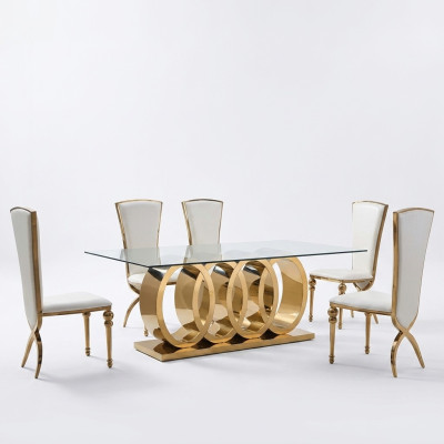 Mesa de comedor moderna, mesa de acero inoxidable, mesas de comedor, muebles de diseño, mesas.