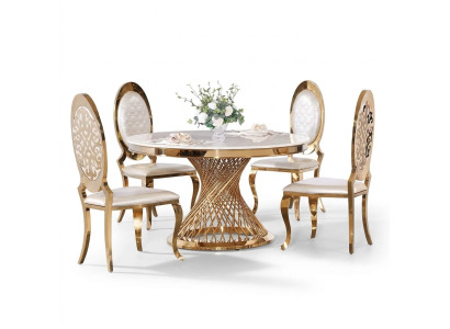 Diseñador mesa redonda dorada acero inoxidable muebles de comedor elegantes