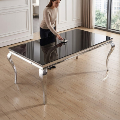 Mesa de comedor gris Mesa de comedor rectangular Mesas de madera de lujo Mesas