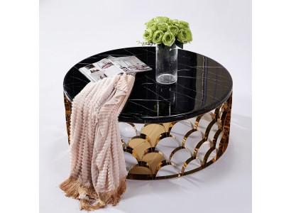 Mesa de centro negra mesa de centro de diseñador en acero inoxidable mesa de oro