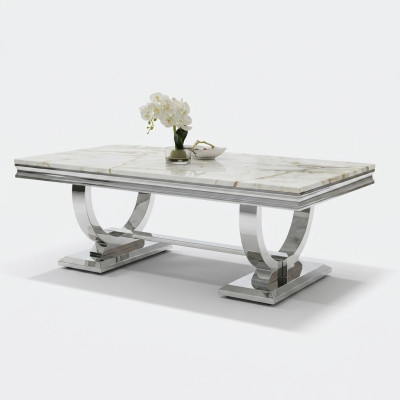 Mesa de centro moderna gris Mesa de acero inoxidable Mesas de salón Diseño de lujo