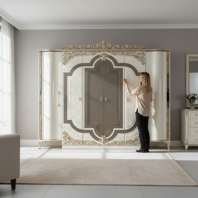 Diseño de armario de lujo, armario moderno, muebles de dormitorio.