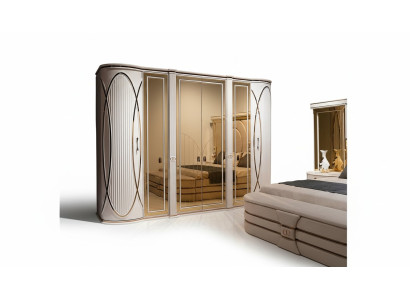 Armario blanco de dormitorio de madera. Armario de madera.