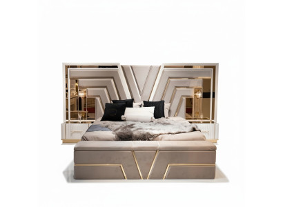 Juego de dormitorio Cama 2x Mesitas de noche Lujo nuevo 3 piezas Diseño Moderno Madera