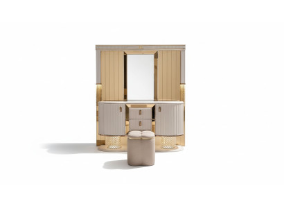Set de dormitorio Lujoso tocador con espejo Taburete Diseño nuevo 2 piezas