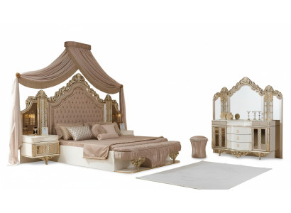 Juego de dormitorio cama 2 mesitas de noche tocador con espejo de lujo nuevo