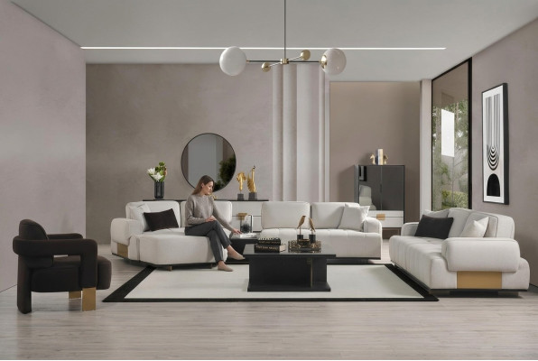 Conjunto de sala de estar sofá esquinero en forma de L 3+1 plazas sofá mobiliario sofá