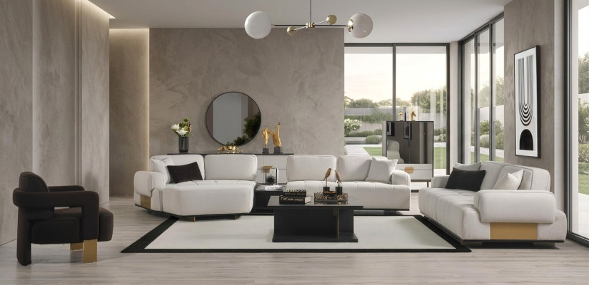 Conjunto de sala de estar sofá esquinero en forma de L 3+1 plazas sofá mobiliario sofá