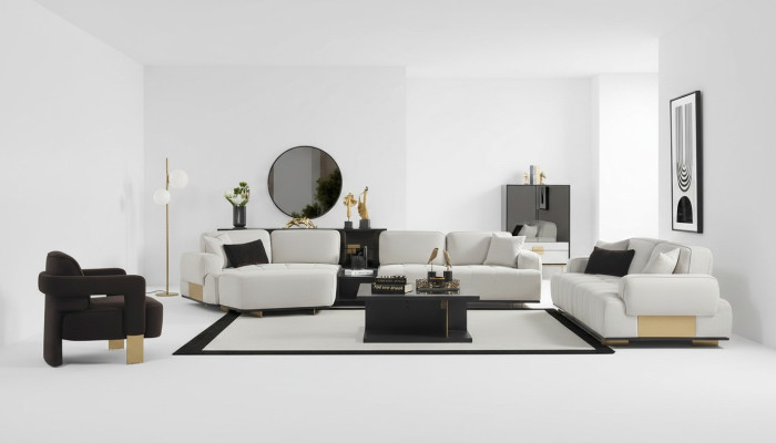 Conjunto de sala de estar sofá esquinero en forma de L 3+1 plazas sofá mobiliario sofá