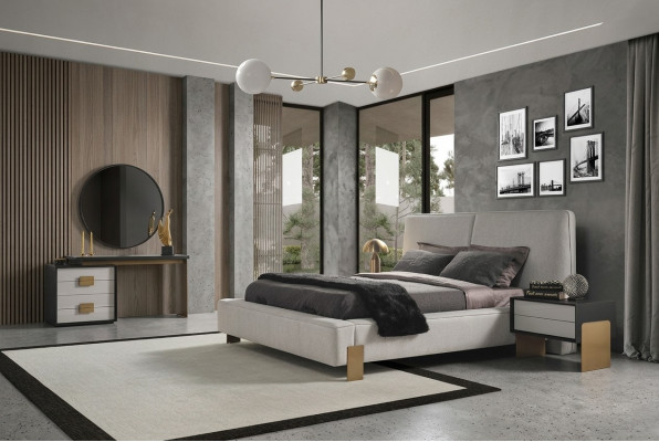 Conjunto de dormitorio cama 2 mesitas de noche tocador lujo nuevo 5 piezas
