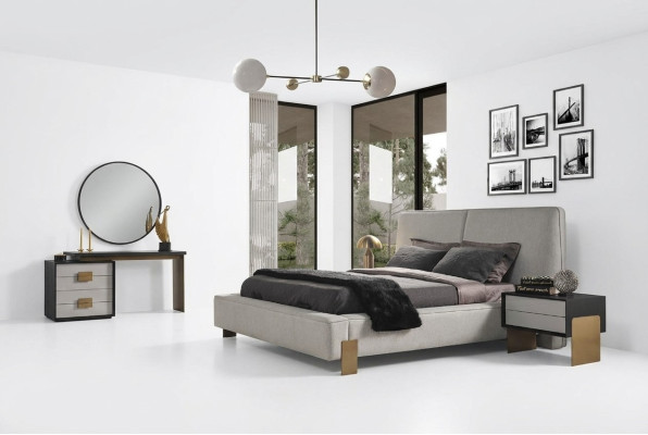 Conjunto de dormitorio cama 2 mesitas de noche tocador lujo nuevo 5 piezas