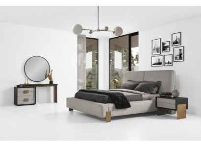 Conjunto de dormitorio cama 2 mesitas de noche tocador lujo nuevo 5 piezas