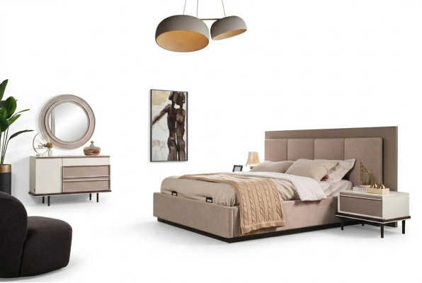 Conjunto de dormitorio Cama 2 mesitas de noche Tocador Lujo nuevo Diseño de 5 piezas