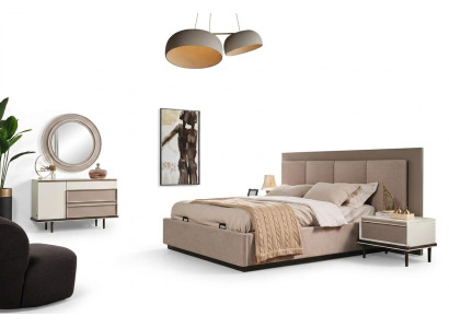 Conjunto de dormitorio Cama 2 mesitas de noche Tocador Lujo nuevo Diseño de 5 piezas