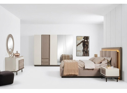 Conjunto de dormitorio Cama 2 mesitas de noche Tocador Lujo nuevo 6 piezas Diseño.