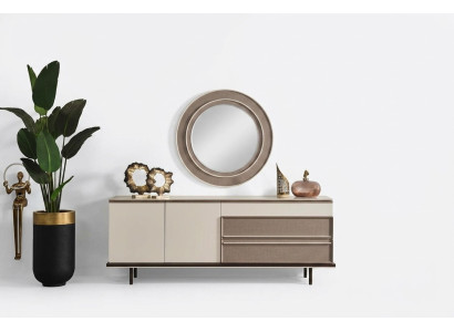 Muebles de comedor de diseño en madera, aparador de lujo, espejo, cómoda, aparador.