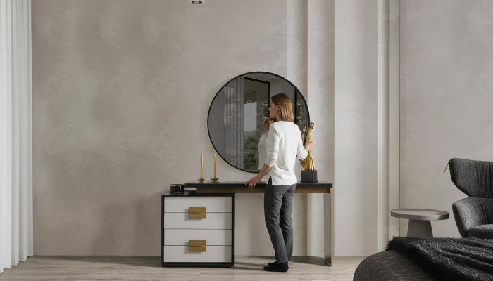 Dormitorio Elegante Conjunto de tocador de diseñador Espejo de lujo 2 piezas