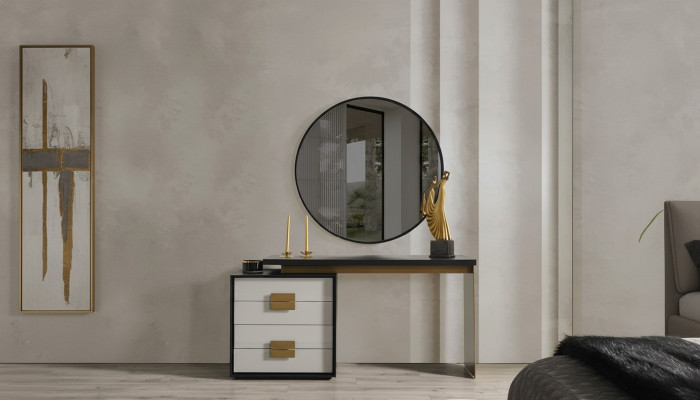 Dormitorio Elegante Conjunto de tocador de diseñador Espejo de lujo 2 piezas